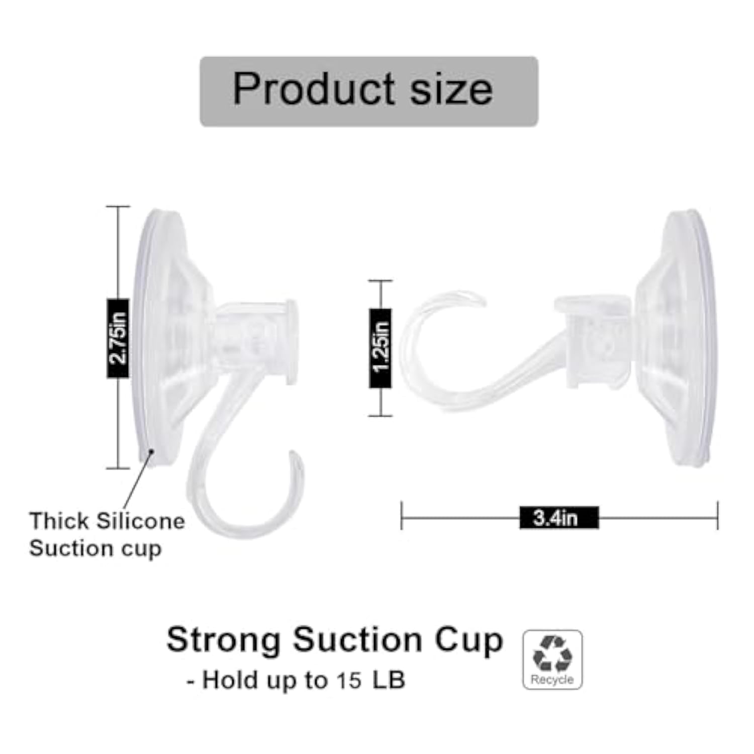 6 Pack Clear Suction Cup Hooks, Heavy-Duty Reusable Wreath Hangers For Glass Windows Smooth Doors, Waterproof Suction Cup Hooks For Shower Bathroom Kitchenware And Christmas Wreaths,Up To 15 Lbs (6)