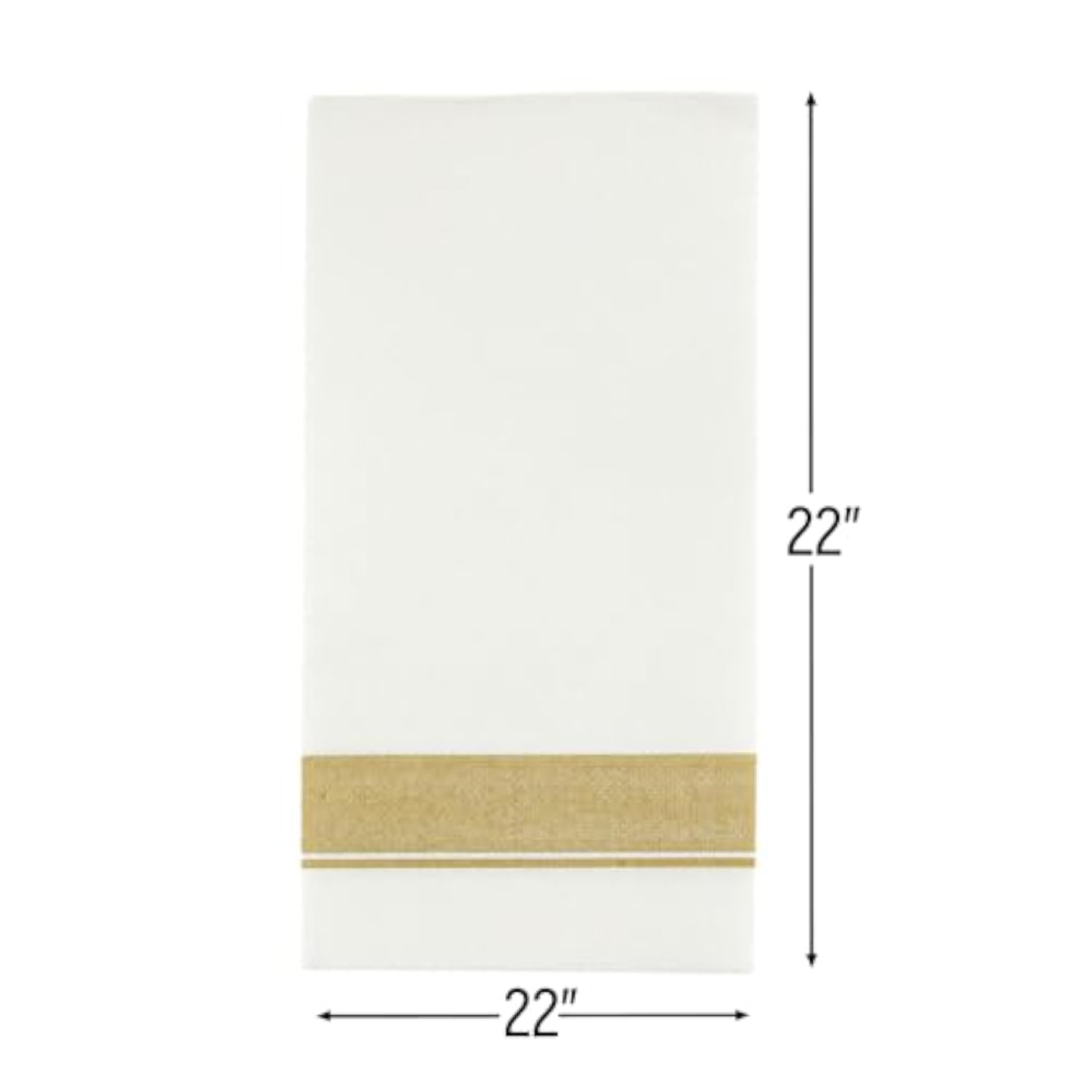 Rectangle Cloth-Like White Napkins with Gold Border, 50 Pack Fancy Paper Napkins, 22" x 22" Disposable Dinner Napkins - Decorative Party Napkins for Weddings, Dinners, Upscale Parties & Events
