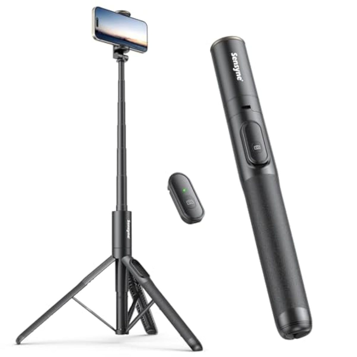 60" Phone Tripod - Selfie Stick, Lightweight All In One Phone Tripod Integrated With Wireless Remote Compatible With All Cell Phones For Selfie/Video Recording/Photo/Live Stream/Vlog?Black?