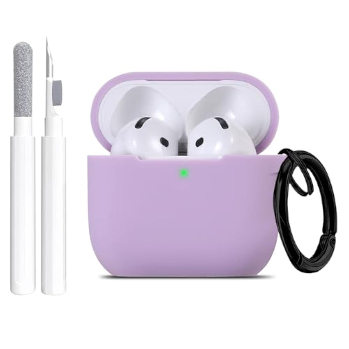For Apple Airpods 4Th Generation Case Cover(2024), Silicone Case With Cleaner Kit & Keychain Compatible Compatible With Airpods 4 Case For Women,Men(Lavender Purple)