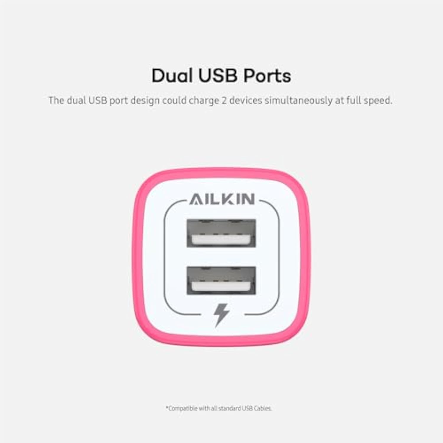 2 Pack Dual Usb Wall Chargers, 2.1A, Compatible With Iphone, Samsung, Lg, Moto, Kindle, Fast Charging, Ul Certified