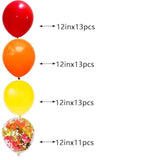 Red Orange Yellow Balloons 50Pcs 12Inch with Confetti for Thanksgiving Birthday Party Decor
