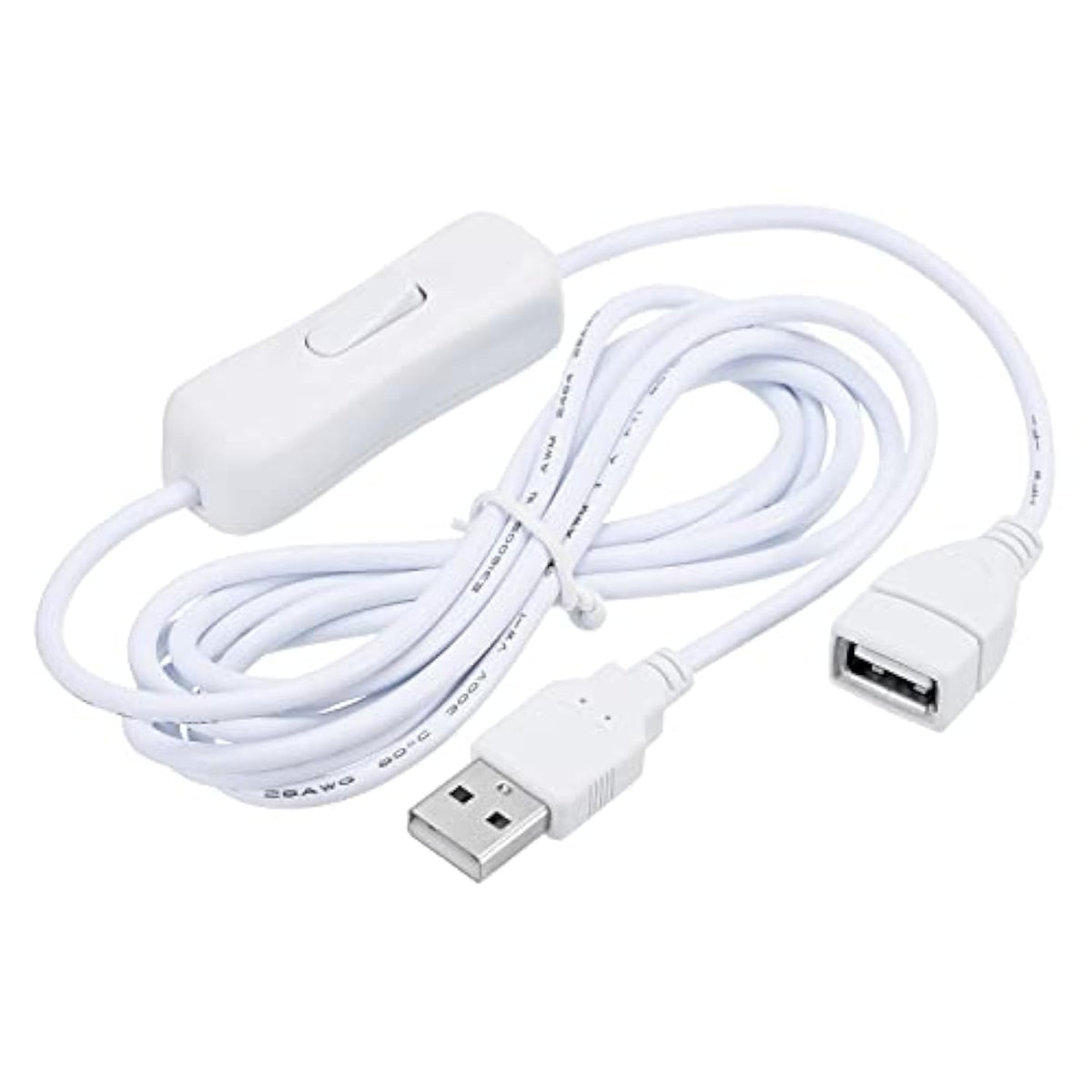 Usb Extension Cable With On/Off Switch 2 Meter Usb Male To Female Extension Cord For Desk Lamp Fan Led Light Strip White