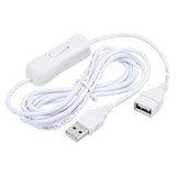 Usb Extension Cable With On/Off Switch 2 Meter Usb Male To Female Extension Cord For Desk Lamp Fan Led Light Strip White