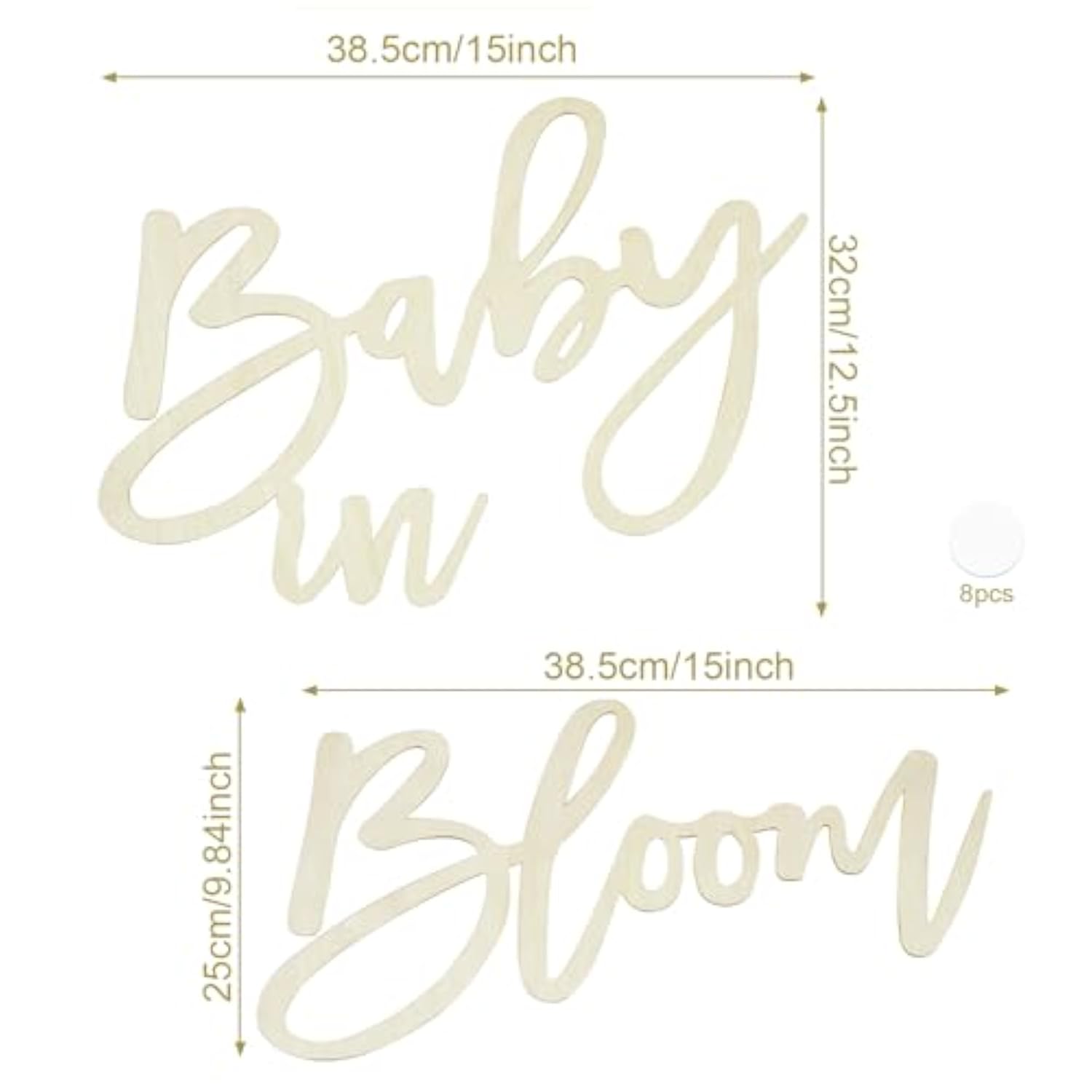 Wooden Baby In Bloom Sign, 16"X12" Baby Shower Party Decorations For Boy/Girl, Gender Reveal Backdrop, Photography Background