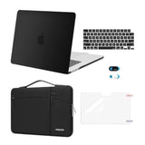 MOSISO Compatible with MacBook Air 15 inch Case 2025 2024 2023 Release M4 A3241 M3 A3114 M2 A2941, Hard Shell&Horizontal Vertical Right Bevel Pockets Bag&Keyboard Cover&Webcam Skin&Screen Film, Black