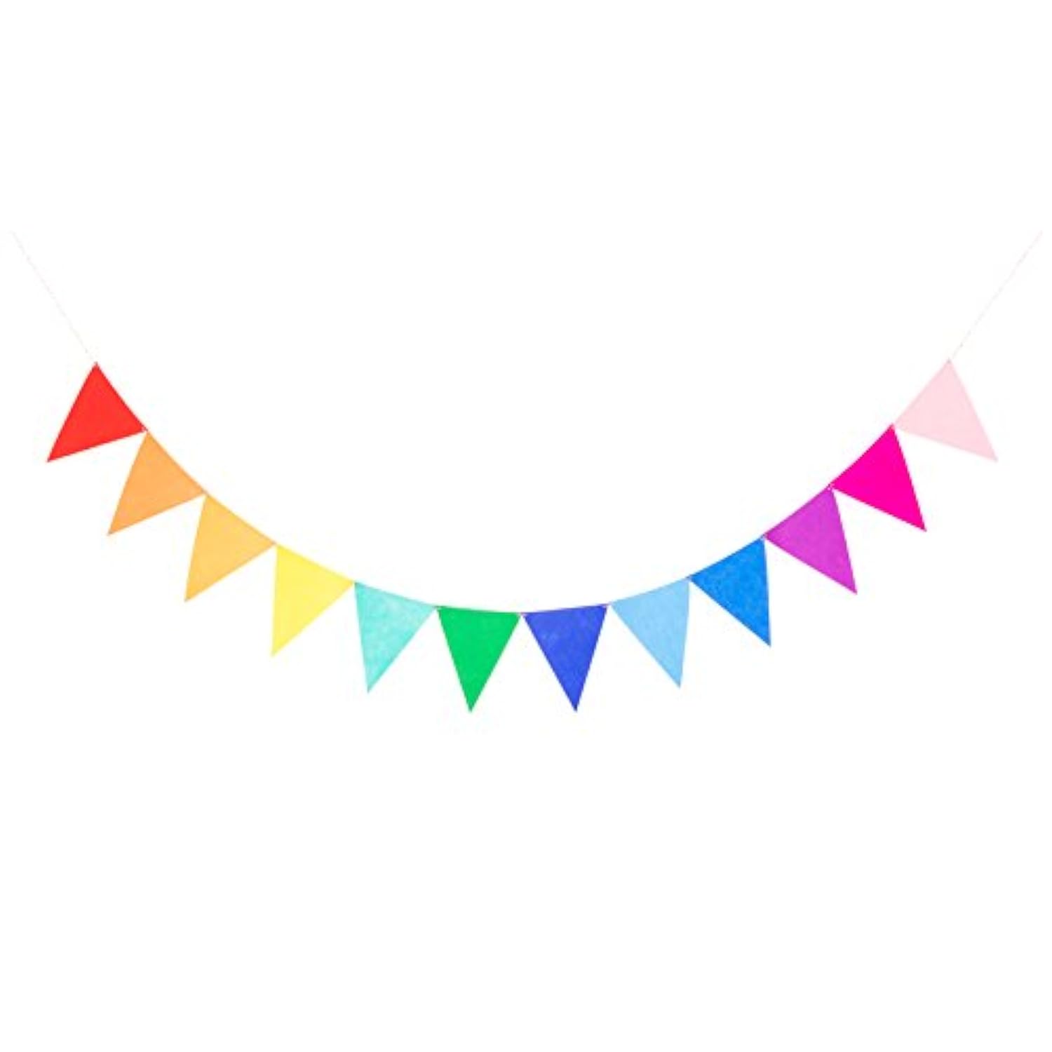 Pre-Assembled Rainbow Banner Buntings, Felt Fabric Pennant Banner Multicolor For Birthday Or Classroom