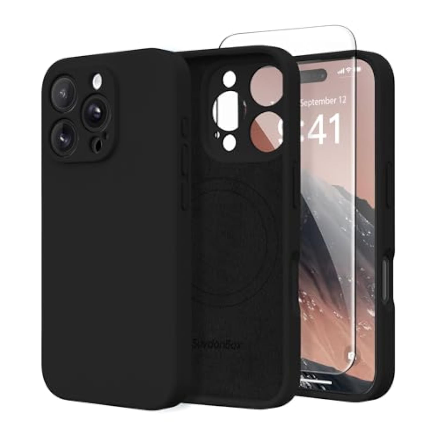 Magnetic For Iphone 16 Pro Max Case, Compatible With Magsafe, [Full Camera Protection][Screen Protector] Silicone Shockproof Protective Phone Case For Iphone 16 Pro Max 6.9", Black