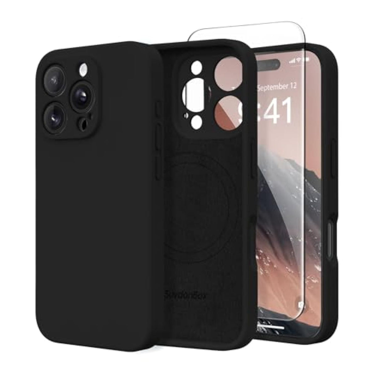 Magnetic For Iphone 16 Pro Max Case, Compatible With Magsafe, [Full Camera Protection][Screen Protector] Silicone Shockproof Protective Phone Case For Iphone 16 Pro Max 6.9", Black