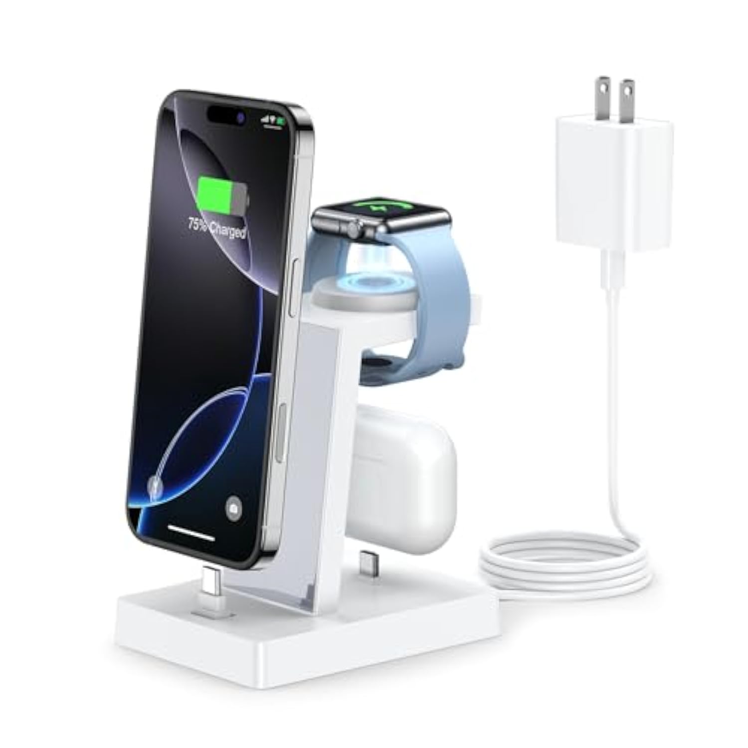 30W Fast Charging Station For Apple Devices - 3 In 1 Usb C Charger Stand For Iphone 17 16 15 Pro Max Plus & Airpods 4,Wireless Charger Dock Compatible With Apple Watch Ultra/10/9/8/7/6/5/4/3/Se