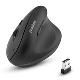 Perimice-608Ii Wireless Vertical Mouse, 2.4Ghz, 6 Buttons, Adjustable Dpi 800/1200/1600/2400, Right-Handed Design, Usb Receiver, Black