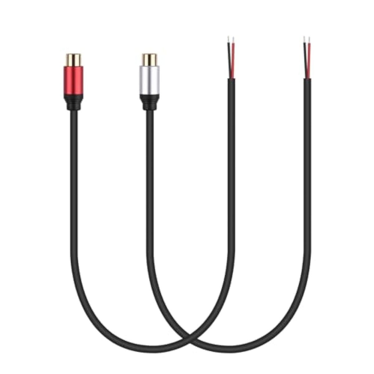 2Packs Speaker Wire Rca Audio Both Female Plug Jack Connector Adapter To Bare Wire Open End Pigtail Audio Video Lotus Plug Repair Cable For Amplifier, Receiver, Speakers, Etc.