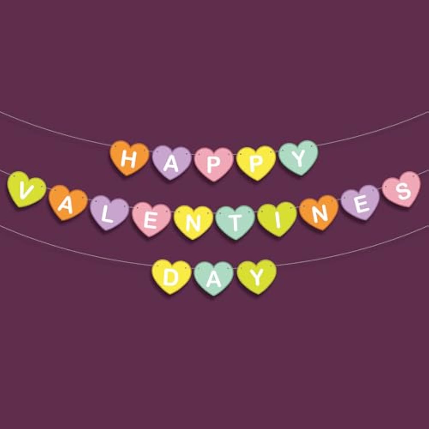 Happy Valentines Day Garland -10 Feet, No Diy | Happy Valentines Day Banner, Valentines Day Decorations | Conversation Heart Garland,Conversation Hearts Decorations | Valentines Day Decor