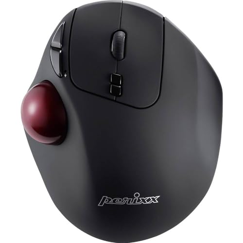 11568 Perimice-717 Wireless Trackball Mouse, Build-In 1.34 Inch Trackball With Pointing Feature, 5 Programmable Buttons, 2 Dpi Level, Black
