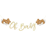 Oh Baby Banner Bear Baby Shower Neutral We Can Bearly Wait Gold Sign