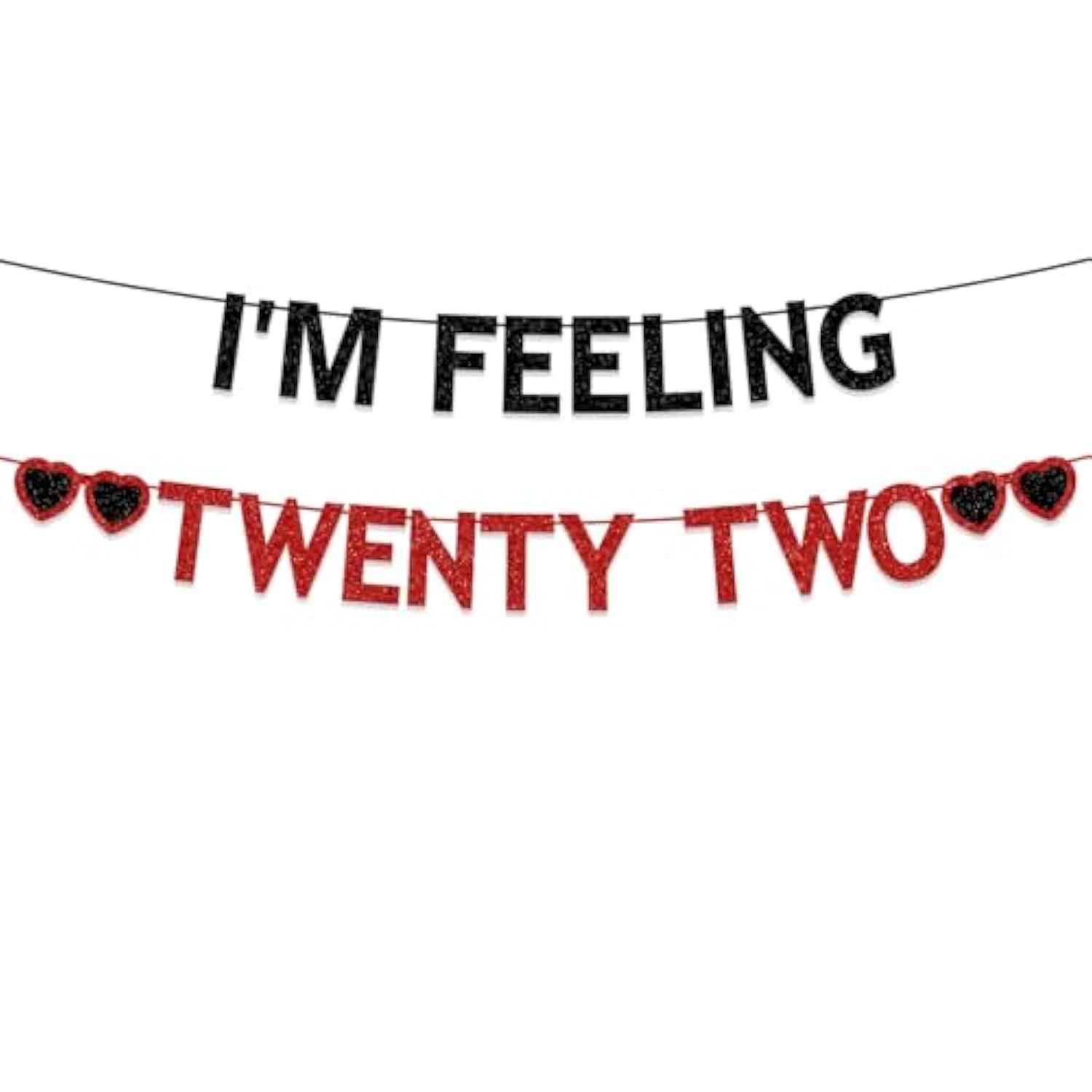 22Nd Birthday Party Decorations For Girls Women, Black Red Glitter I'M Feeling Twenty Two Banner, Taylor Singer Themed Girls 22 Years Old Birthday Party Decorations Supplies