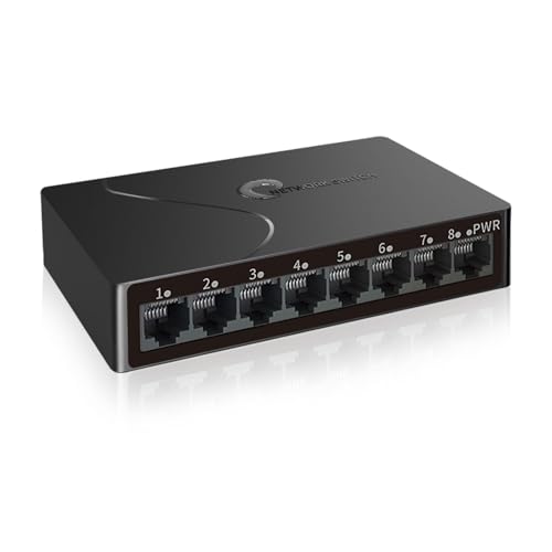 8-Port Gigabit Easy Smart Managed Ethernet Switch | Plug & Play Network Hub With Vlan, Qos, Port Mirroring | Fanless Design | Desktop/Wall Mount For Home/Office