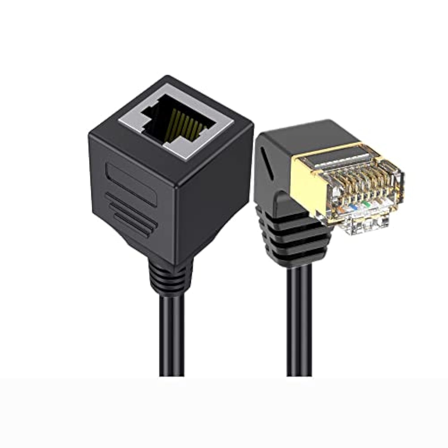 Cat 8 Ethernet Extension Cable,90 Degree Down Angle Male To Female Rj45 Cat8 C