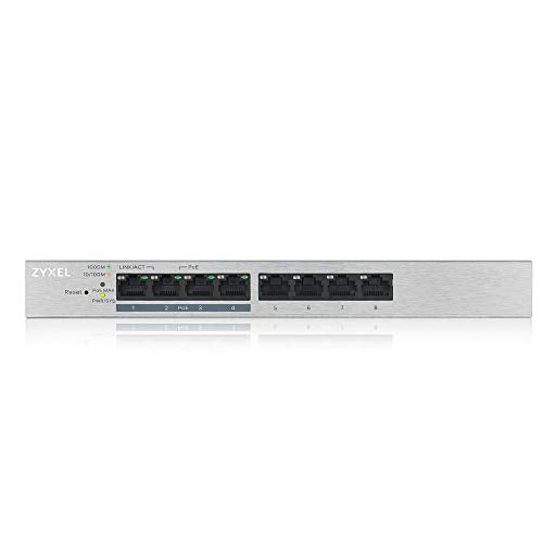 8-Port Gigabit Ethernet Web Managed Poe+ Switch | 4X Poe+ @60W | Vlan Support | Metal Case | Desktop Or Wall-Mount | Fanless | Qos | Ethernet Splitter [Gs1200-8Hpv2]