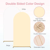 Set of 3 double color wedding arch covers spandex fitted white beige for parties
