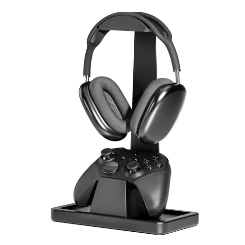 Solid Wood Gaming Headset Stand with Controller Holder - Creative Gift for Teens, Boyfriends, Brothers, and Gamers - Desktop Organization and