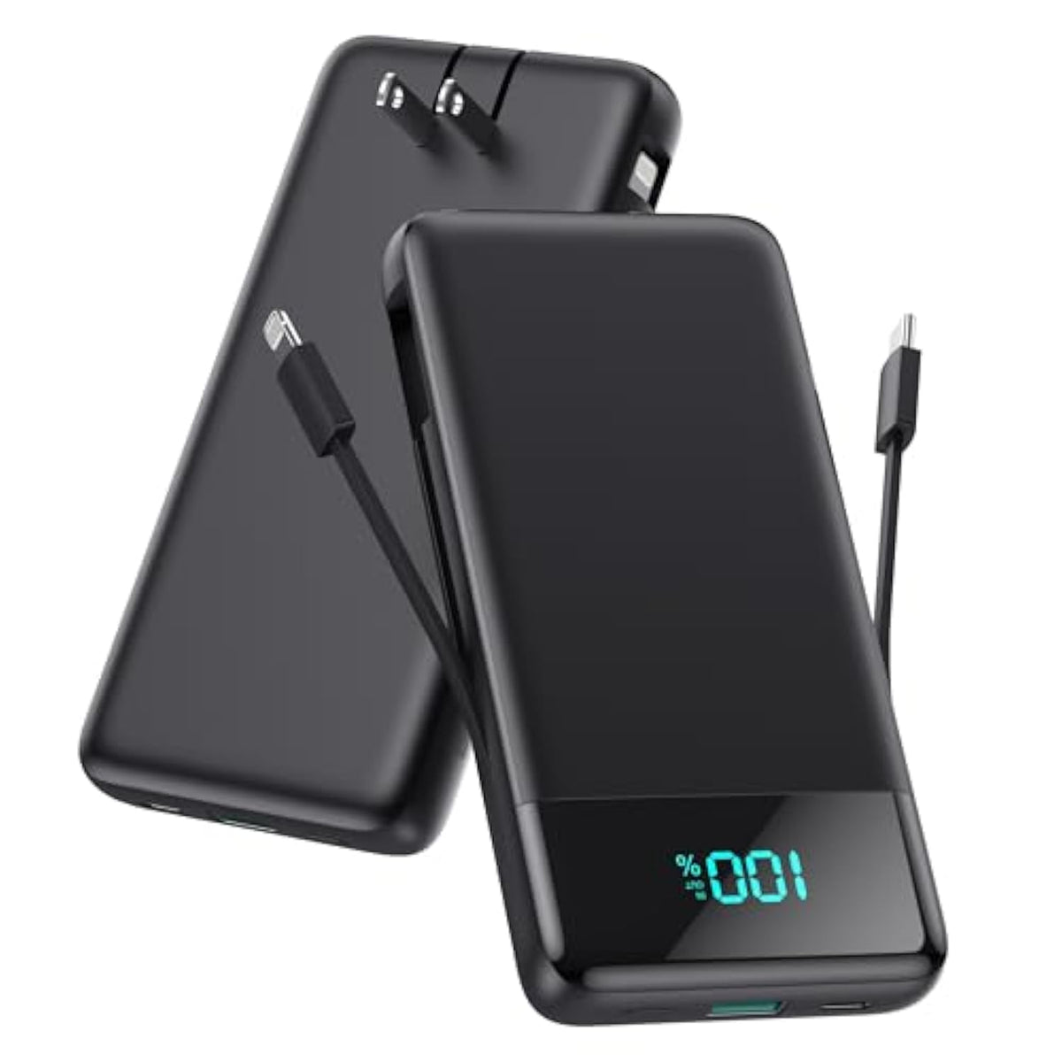 Portable Charger For Iphone With Built In Cables And Wall Plug,Upgraded 13800Mah Fast Charging Usb C Power Bank,4 Outputs Travel Essential Battery Pack Compatible With Iphone 16/15/14,Samsung,Android