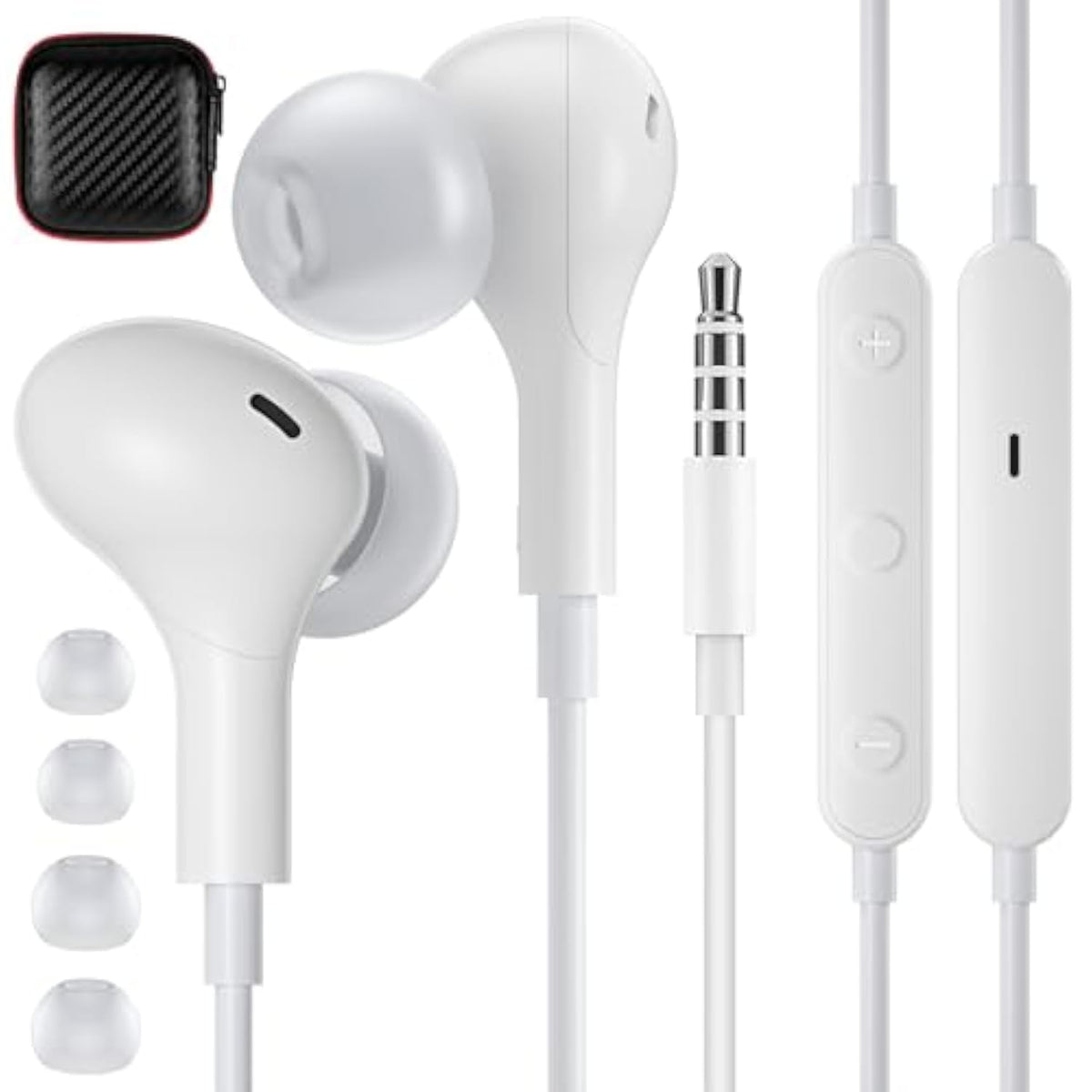 Wired Earbuds In-Ear Headphones For Laptop/Pc, Noise Isolation Small Earphones Corded 3.5Mm Jack Plug-In Ear Buds Mic Volume Control For Iphone/Samsung/Android/Gaming Console/Kid/School