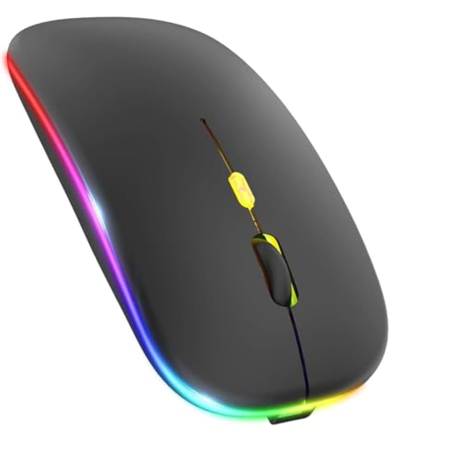 Led Wireless Mouse, Rechargeable Slim Silent Mouse 2.4G Portable Mobile Optical Office Mouse With Usb & Type-C Receiver, 3 Adjustable Dpi For Notebook, Pc, Laptop, Computer, Desktop (Matt Black)