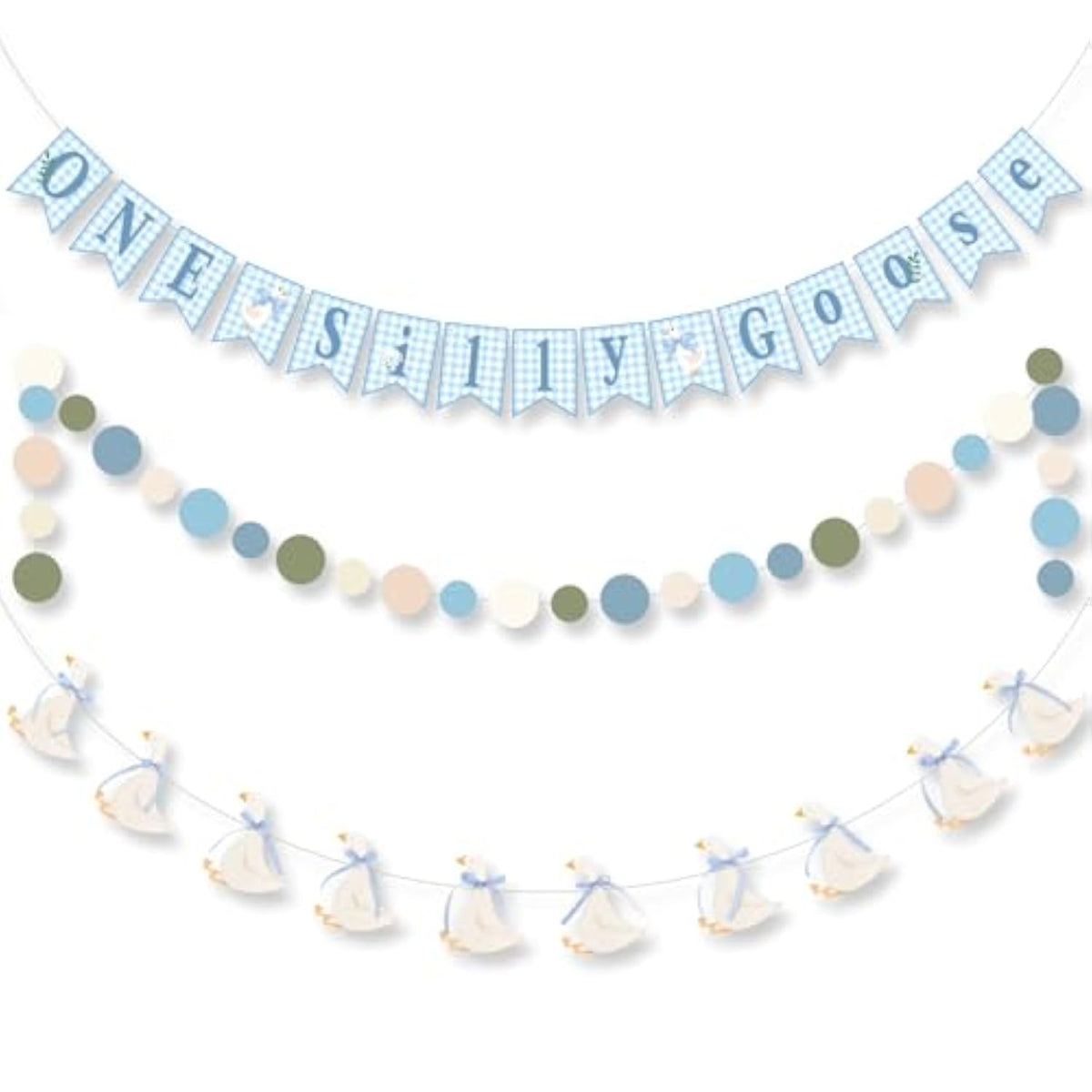 3 Pcs One Silly Goose Banners Garlands One Silly Goose Birthday Party Decorations For Baby Shower Birthday Photo Props Themed Party Supplies(Blue)