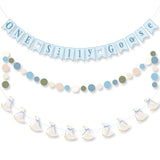 3 Pcs One Silly Goose Banners Garlands One Silly Goose Birthday Party Decorations For Baby Shower Birthday Photo Props Themed Party Supplies(Blue)