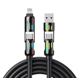 4 In 1 Charging Cable 240W, Type C Charger Fast Charging Cable, Usb To Usb C Cable Nylon Braided Usb A/C To C/Lightning Multi Iphone Charger Cord For Iphone 16 15 14 13, 6.6Ft/2M