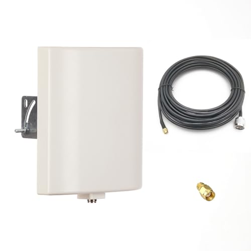 Directional Wifi Antenna Long Range Outdoor 2.4G 5Ghz Panel Antenna Dual Band With 10Ft Extension Cable Sma Male And Rp-Sma Adaptor For Wireless Router Network Card Security Camera Video Monitor