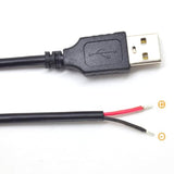 2Pcs 1M/3.3Ft 20Awg Usb 2.0 Male Plug 2Pin Wire Diy Pigtail Cable 5V 5A Black Usb Power Cable
