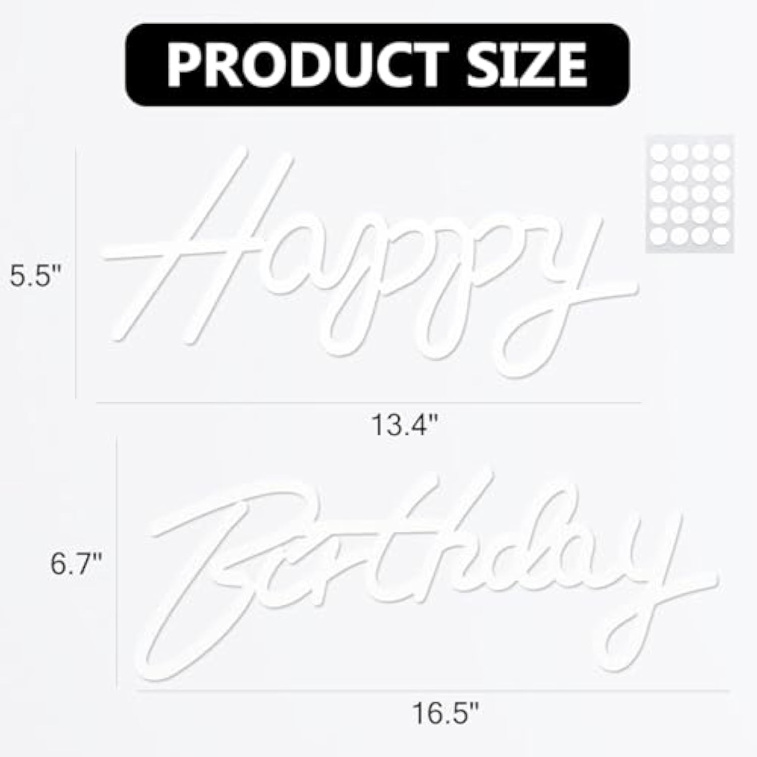 White Felt Happy Birthday Sign for Arch & Balloon Backdrop Decorations