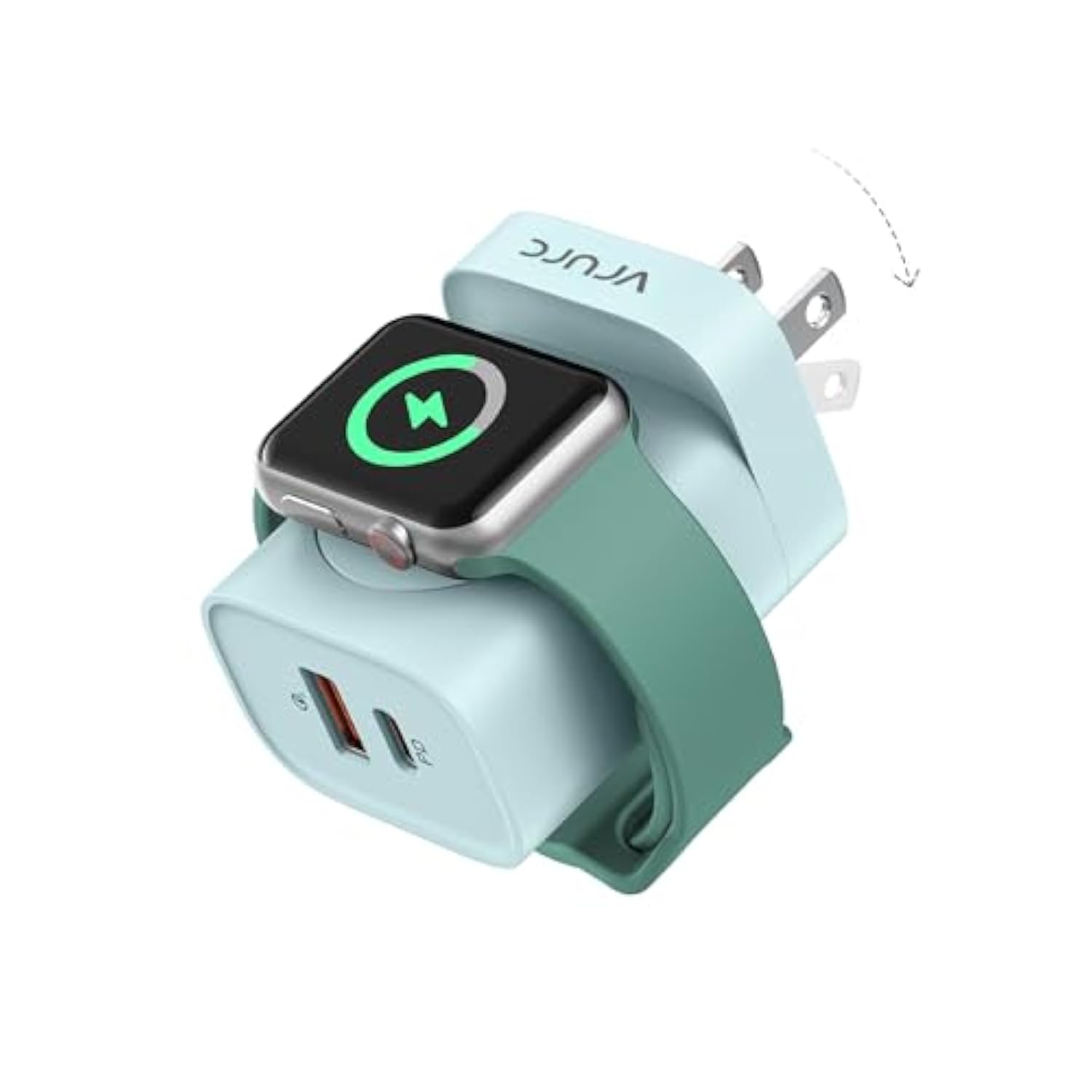 Charger For Apple Watch, Wireless Magnetic Portable Iwatch Charger Stand, Pd 20W 3-In-1 Travel Fast Charging Block For Iwatch Ultra/Se/10/9/8/7/6/5/4/3/, Iphone 16/15/14/13,Android-Green