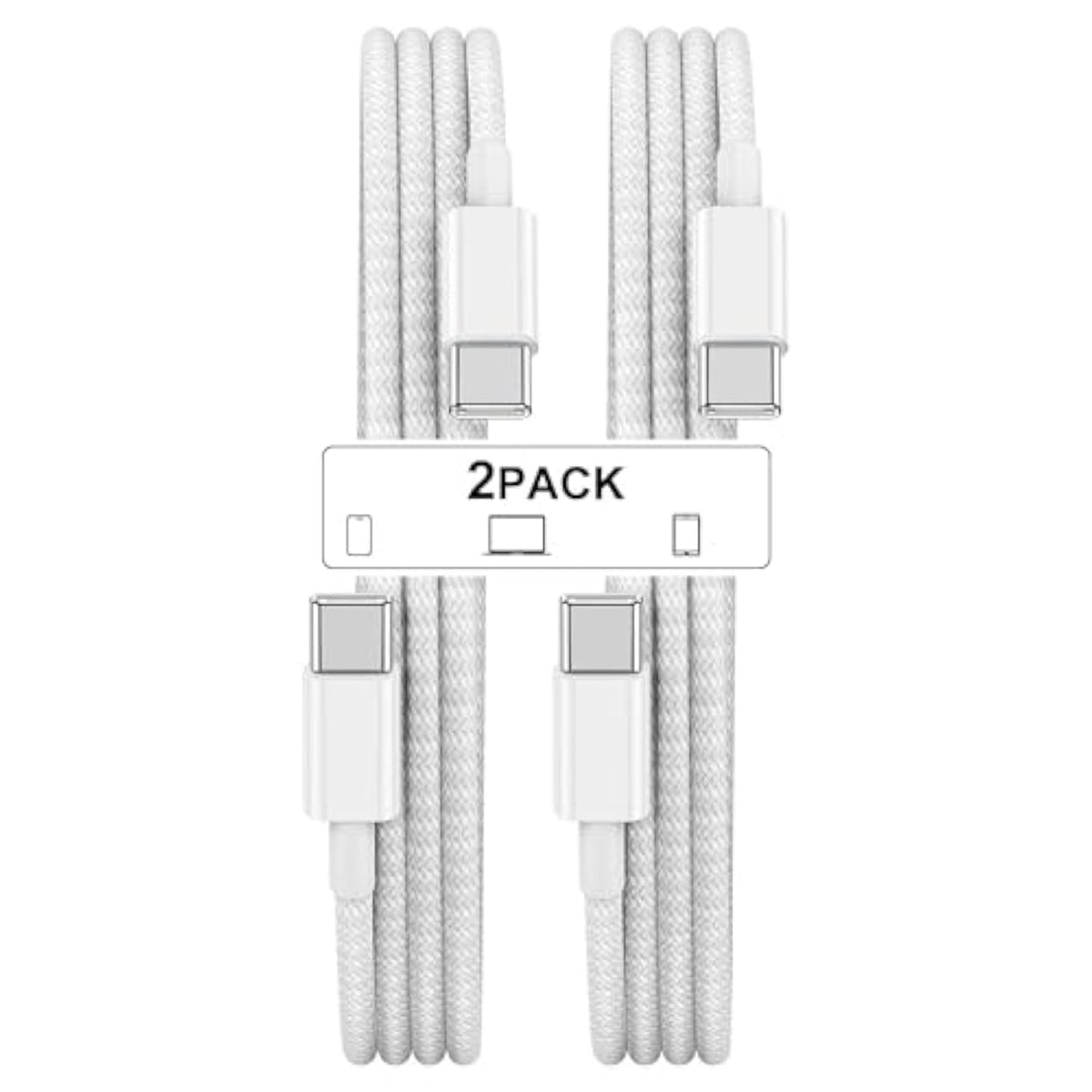 Type C To Type C Fast Charging Cable For Iphone17/16/15,2Pack Nylon Braided Usb C To Usb C 3 Feet Charger Cable For Iphone17/16/15 Pro Max/Mini/Macbook/Ipad Air/Mini/Pro/Samsung