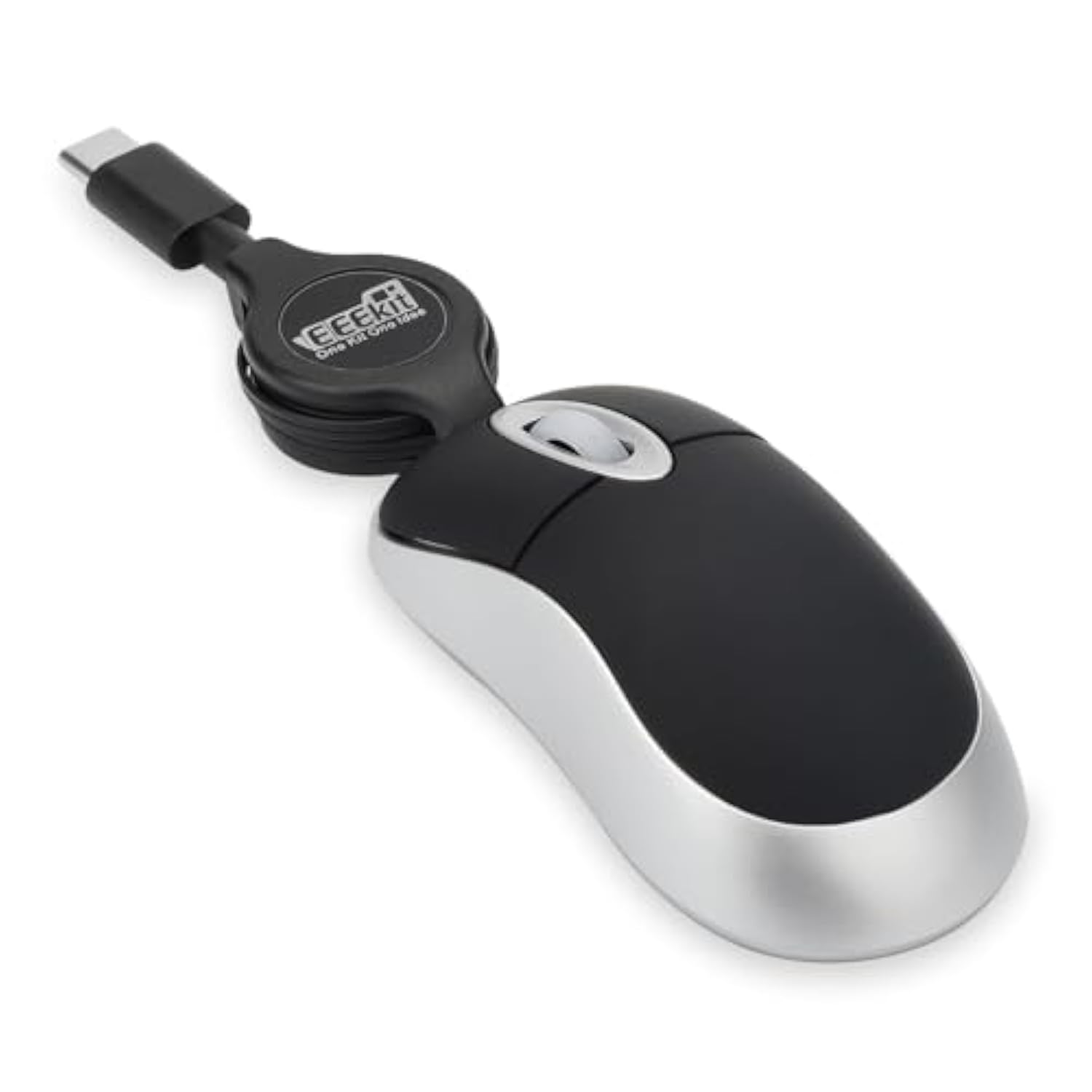 EEEKit Mini Wired USB C Mouse, 3-Button Retractable Corded Mouse Optical Computer Mice for Laptop PC MacBook iPad Smartphones, Black