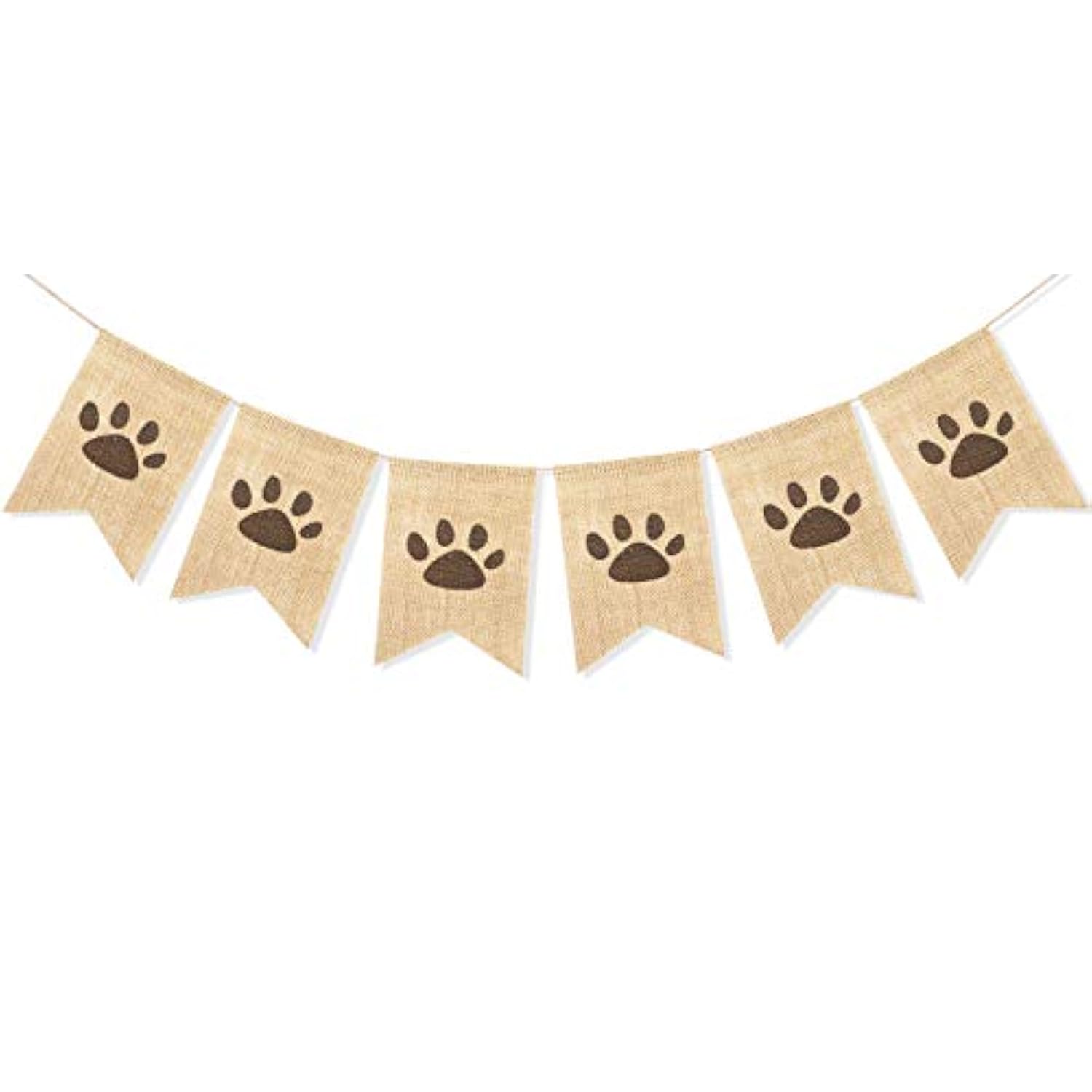 Dog Paw Print Banner Puppy Animal Theme Birthday Party Decorations, Rustic Burlap Bunting Pet Party Supplies Garland Photo Props
