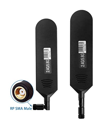 Dual Band Wifi 2.4Ghz 5.8Ghz 12Dbi High Gain Omnidirectional Glue Stick Antenna Rp Sma Male Connector Antenna For Wifi Router Wireless Network Card (Black,2Pcs)
