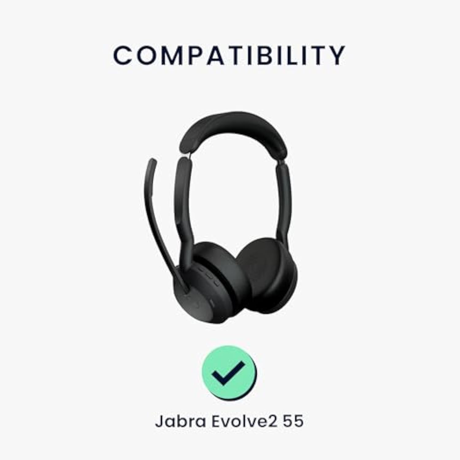kwmobile Ear Pads Compatible with Jabra Evolve2 55 Earpads - 2X Replacement for Headphones - Black