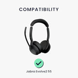 kwmobile Ear Pads Compatible with Jabra Evolve2 55 Earpads - 2X Replacement for Headphones - Black