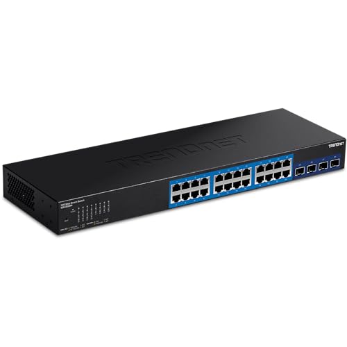 28-Port Web Smart Switch, 24 X Gigabit Ports, 4 X 10G Sfp+ Slots, High Speed Network Uplinks, 128 Gbps Switching Capacity,1U Rack Mountable, Protection, Black, Teg-30284