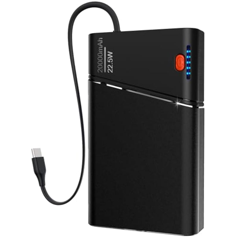 Portable Charger, 22.5W 20000Mah Super Fast Charging Power Bank With Detachable Usb C Cable, Metal Case Battery Pack, Airline Approved Travel Essential For Iphone 16 15 14 13 Ipad Samsung Google Etc