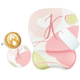 Ergonomic Mouse Pad,Personalized Cute Initial Mouse Pads And Coaster Set,Small Non-Slip Rubber Base Mouse Mat With Wrist Rest Support Gel For Working Gaming Easy Typing&Pain Relief,K