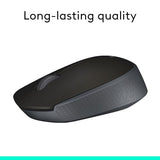 M170 Wireless Mouse For Pc, Mac, Laptop, 2.4 Ghz With Usb Mini Receiver, Optical Tracking, 12-Months Battery Life, Ambidextrous - Grey