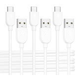 Cable Matters 3-Pack Extreme Flexible USB A to USB C Cable 6ft in White, Support Apple CarPlay, Android Auto, USB to USB C Charging Cable for iPhone 16/15 Pro Max Plus, Galaxy S23