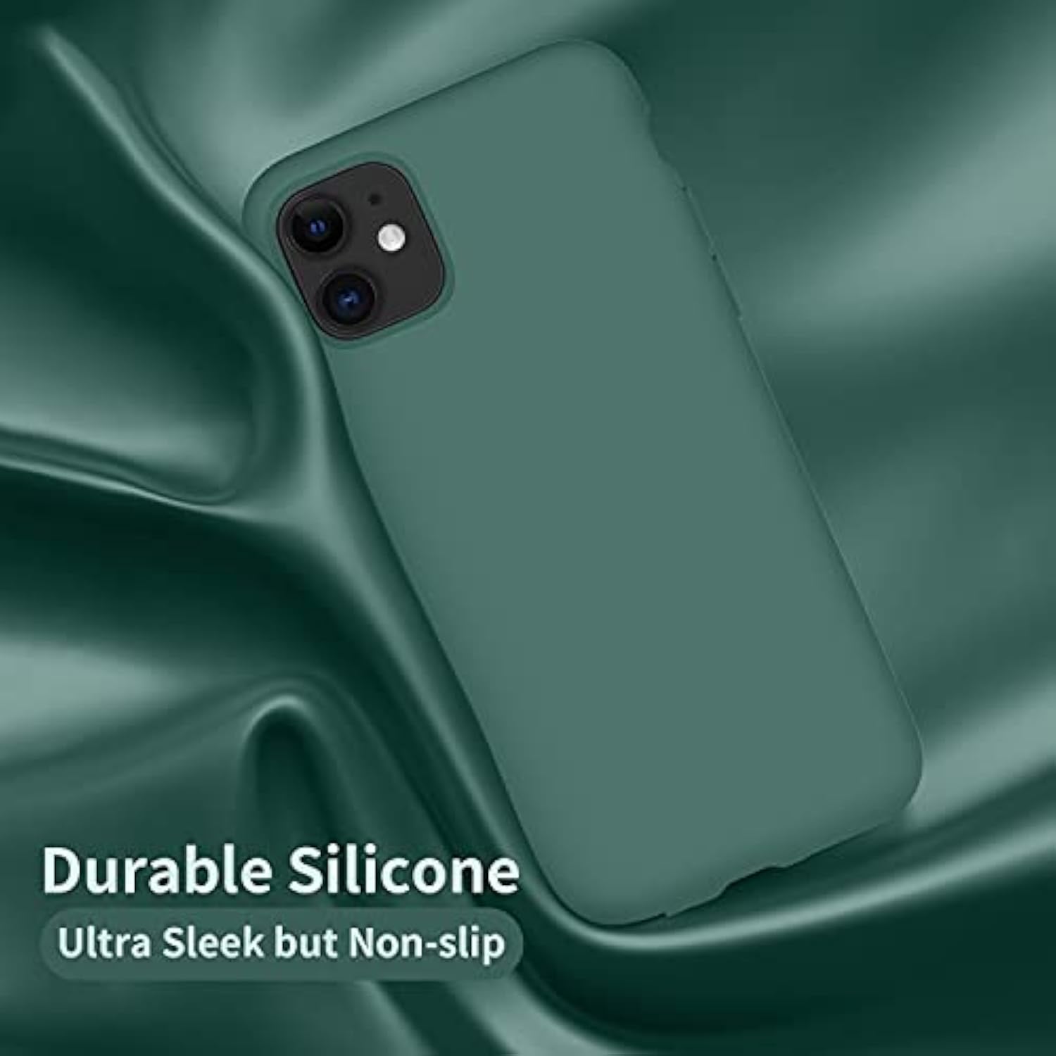 Designed For 11 Case, Silicone Ultra Slim Shockproof Phone Case With [Soft Anti-Scratch Microfiber Lining], 6.1 Inch, Midnight Green