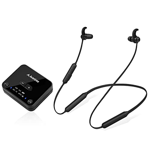 HT4186 Wireless Headphones Earbuds for TV Watching, Neckband Earphones Set w/Bluetooth Transmitter for Optical Digital Audio, RCA, 3.5mm Aux Ported
