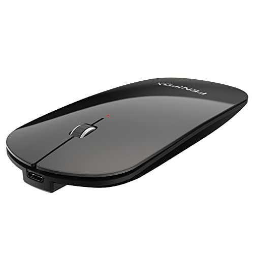 Wireless Bluetooth Mouse, Ultra-Thin Flat And Slim Silent Usb-C Rechargeable Travel Mini Portable Mouse For Mac Ipad Laptop Macbook Tablet Chromebook - Black