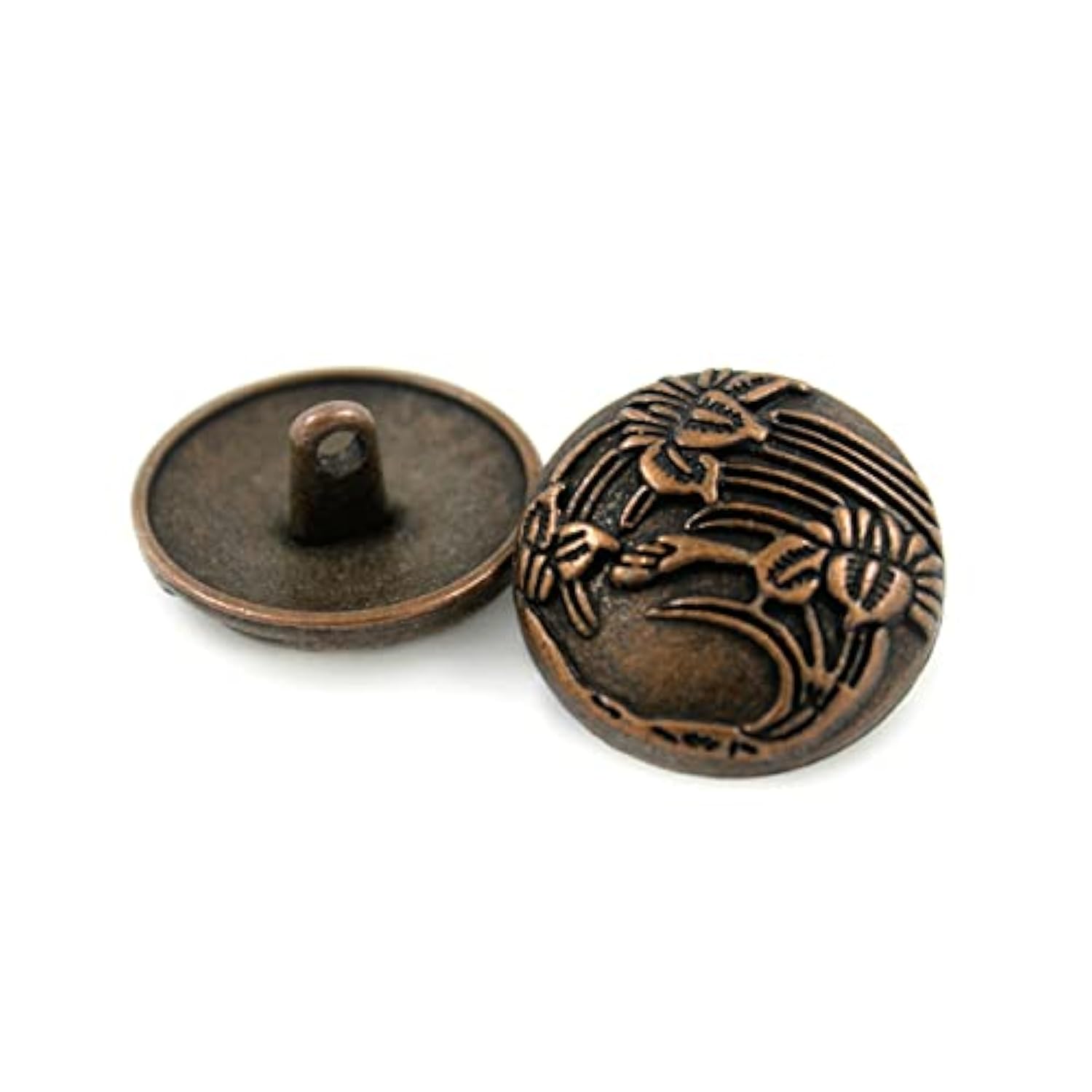 12 Pieces Begonia Flowers Metal Shank Buttons. 20Mm (3/4 Inch) (Antiqu